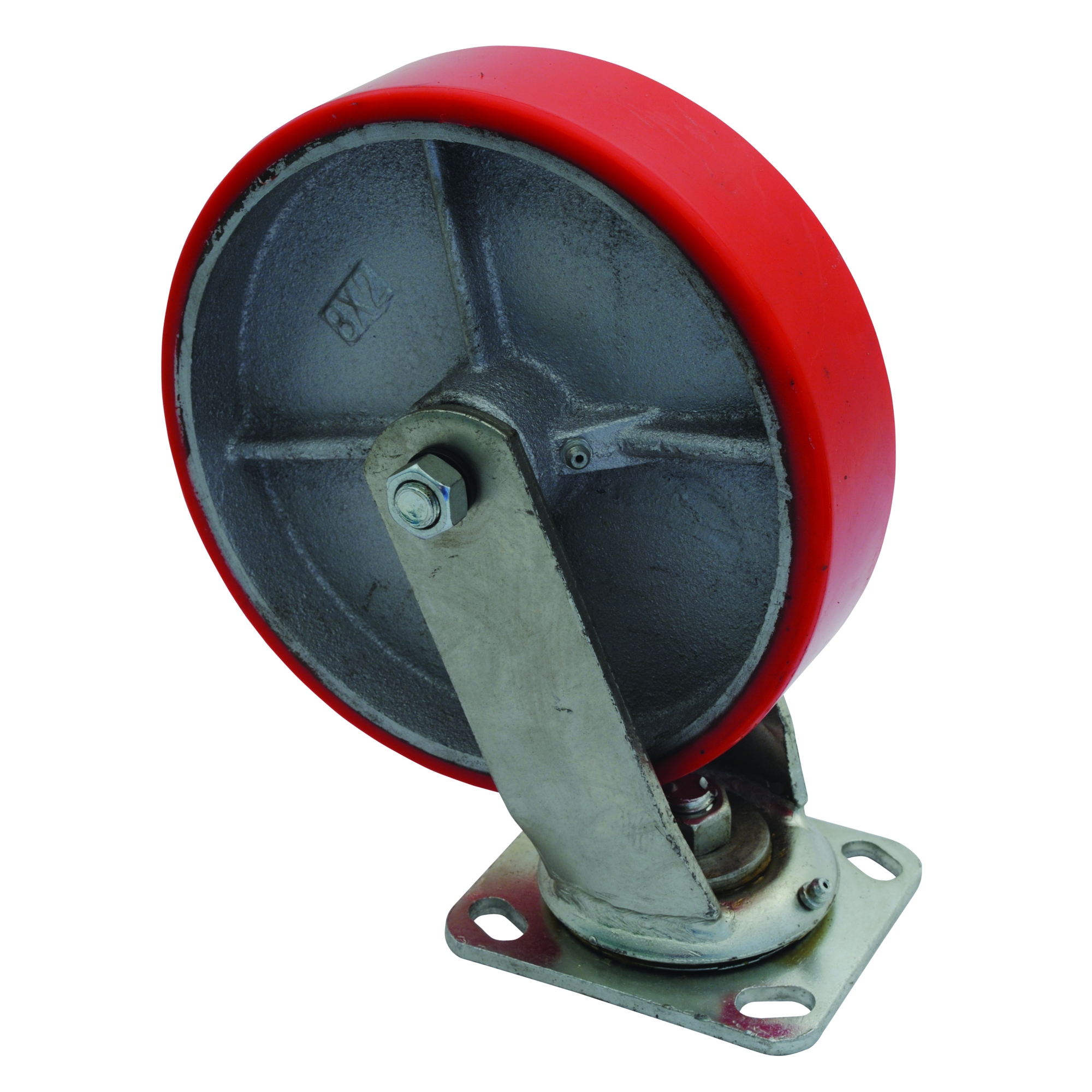 Vestil Polyurethane Swivel Caster - 8in. x 2in., Red, Non-Marking, Model# CST-PU-8X2-S